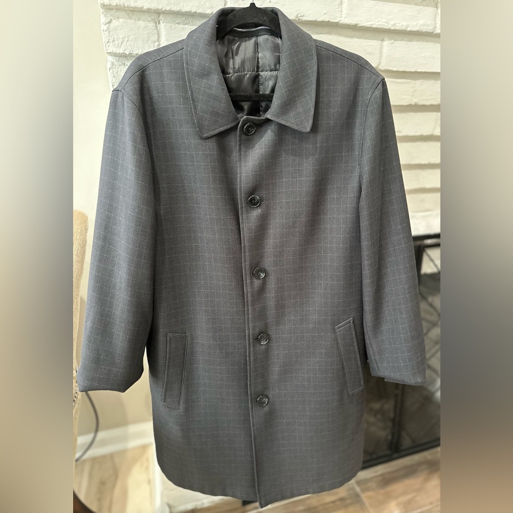 London Fog Gray Windowpane Trench Coat